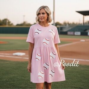 Sequin baseball t shirt dress S M L XL 2XL